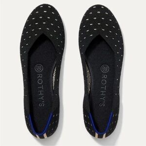 Rothy's The Flat Round Toe Ivory Dot Black 8